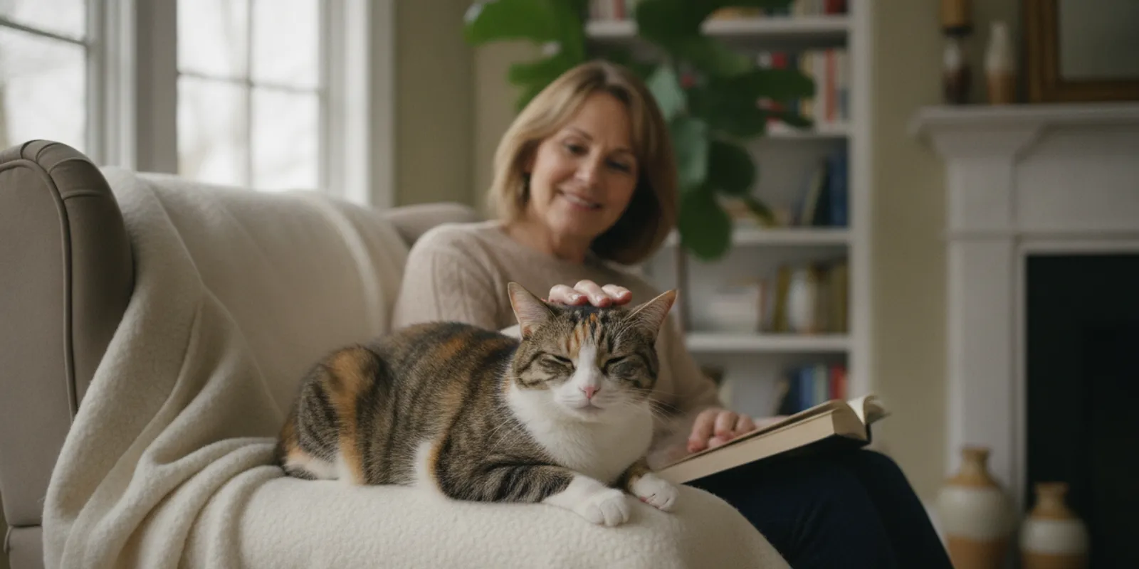 A cat resting comfortably while its owner observes its nose and breathing at home